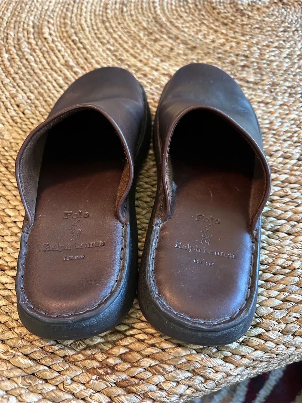Men's size 9 Slip-On Leather Mule in Dark Brown Leather